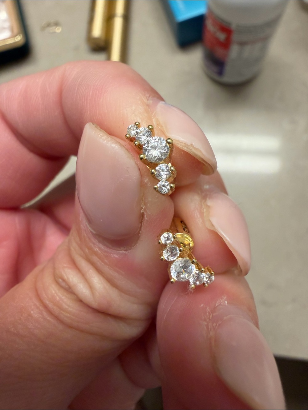 Electric Picks Gold Curve Studs